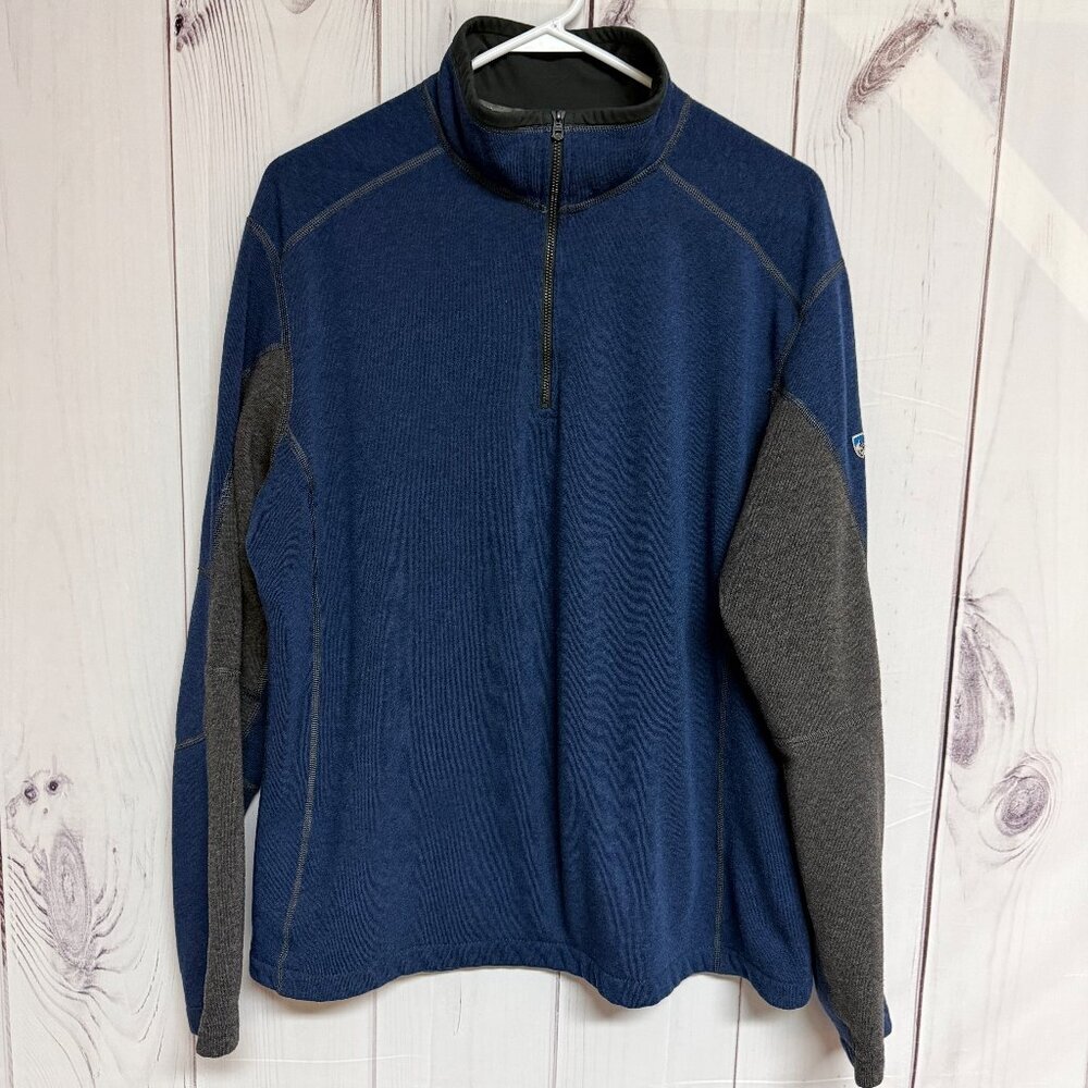 KÜHL Men’s Revel 1/4 Zip Sweater XL Blue Gray‎ Soft EUC